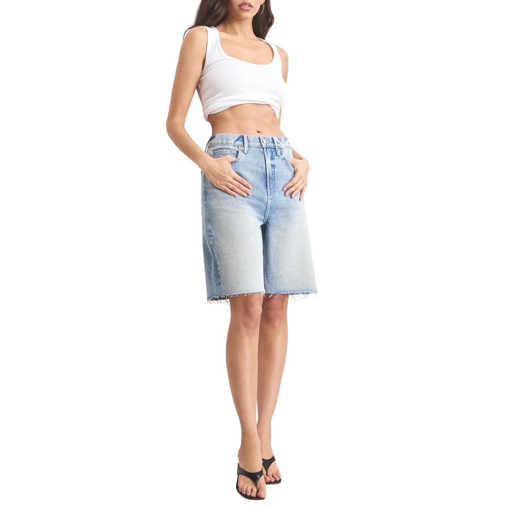 Good American Bermuda Shorts Good Standard Indigo Relaxed Light Wash Size 6/28